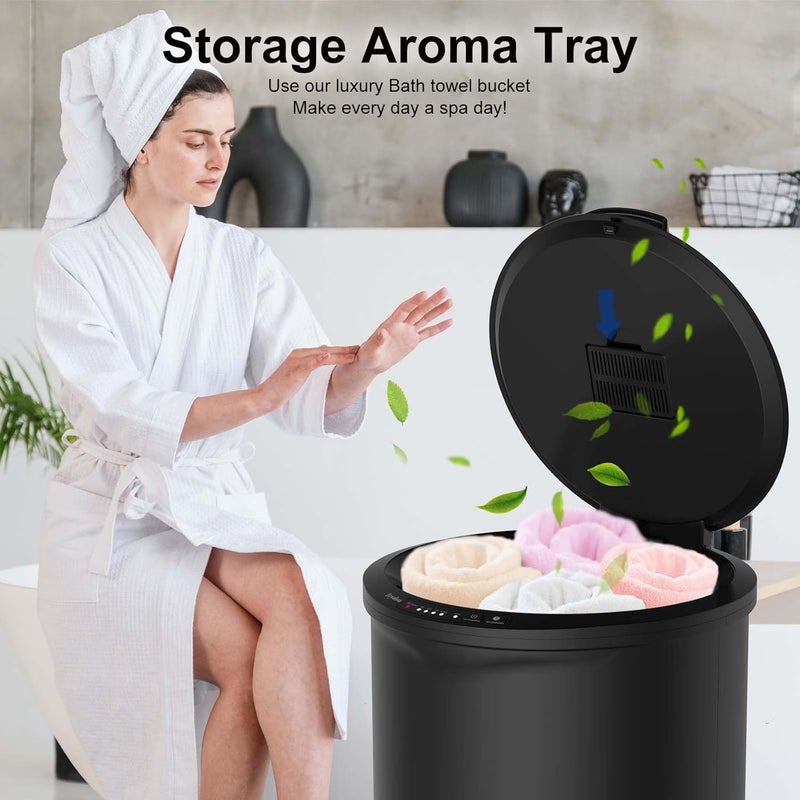 Trydow Ultra Large Capacity Towel Warmer Bucket, Rapid Heating with Timer, One-Button Control, Safety Lock, Perfect for Home and Spa, Black - Image 3